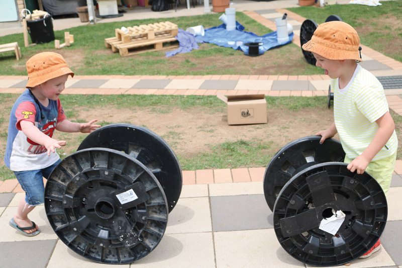 playing with garbage