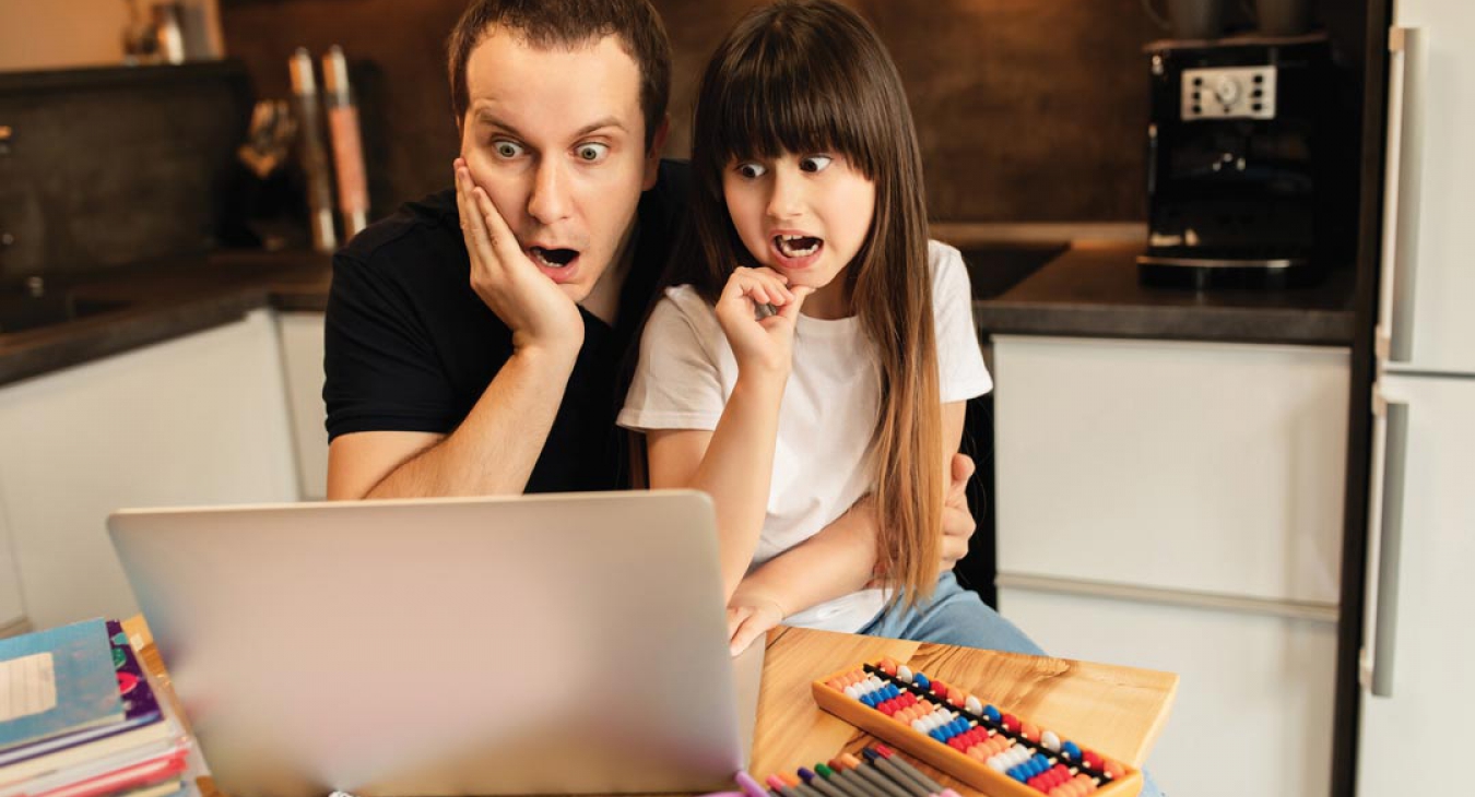 Father and daughter overwhelmed by homework