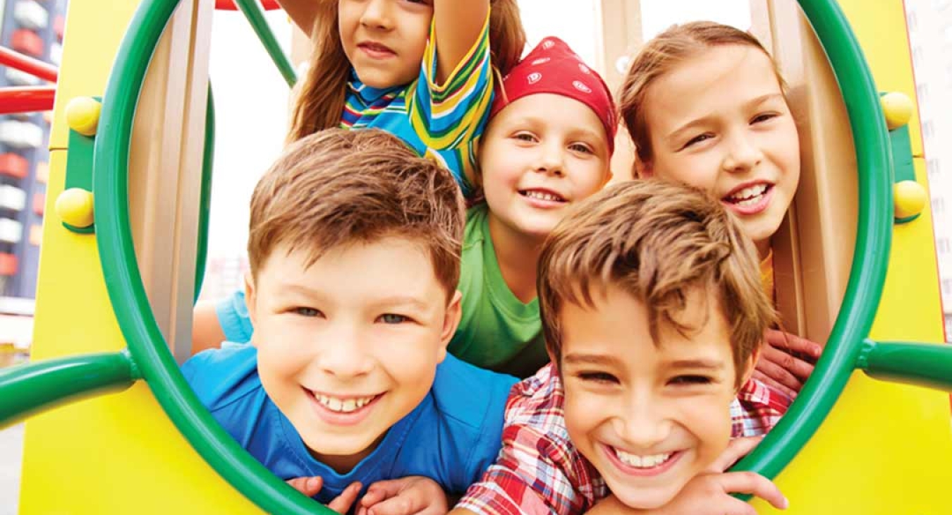 Kids playing on new playground