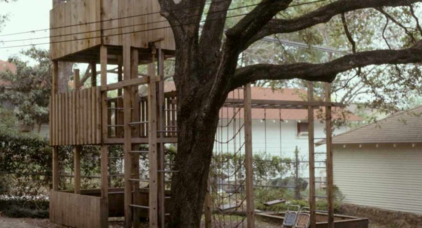 Hemisfair Park Playground - wooden and rope playground