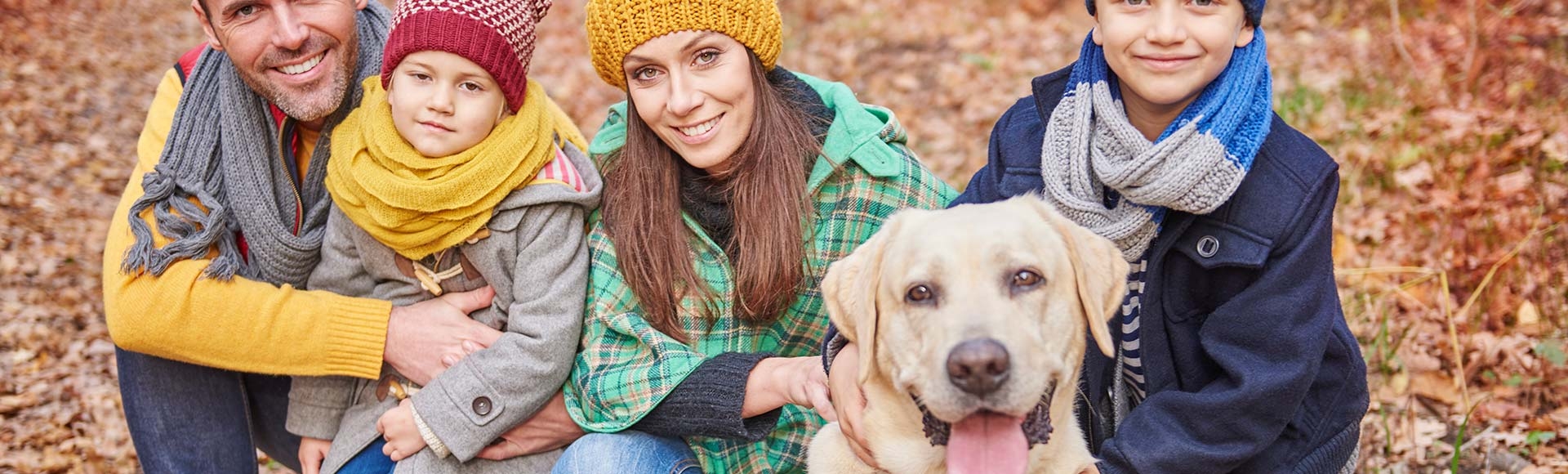 family with dog