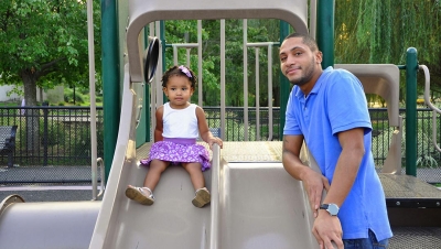 Parents supervising on playground